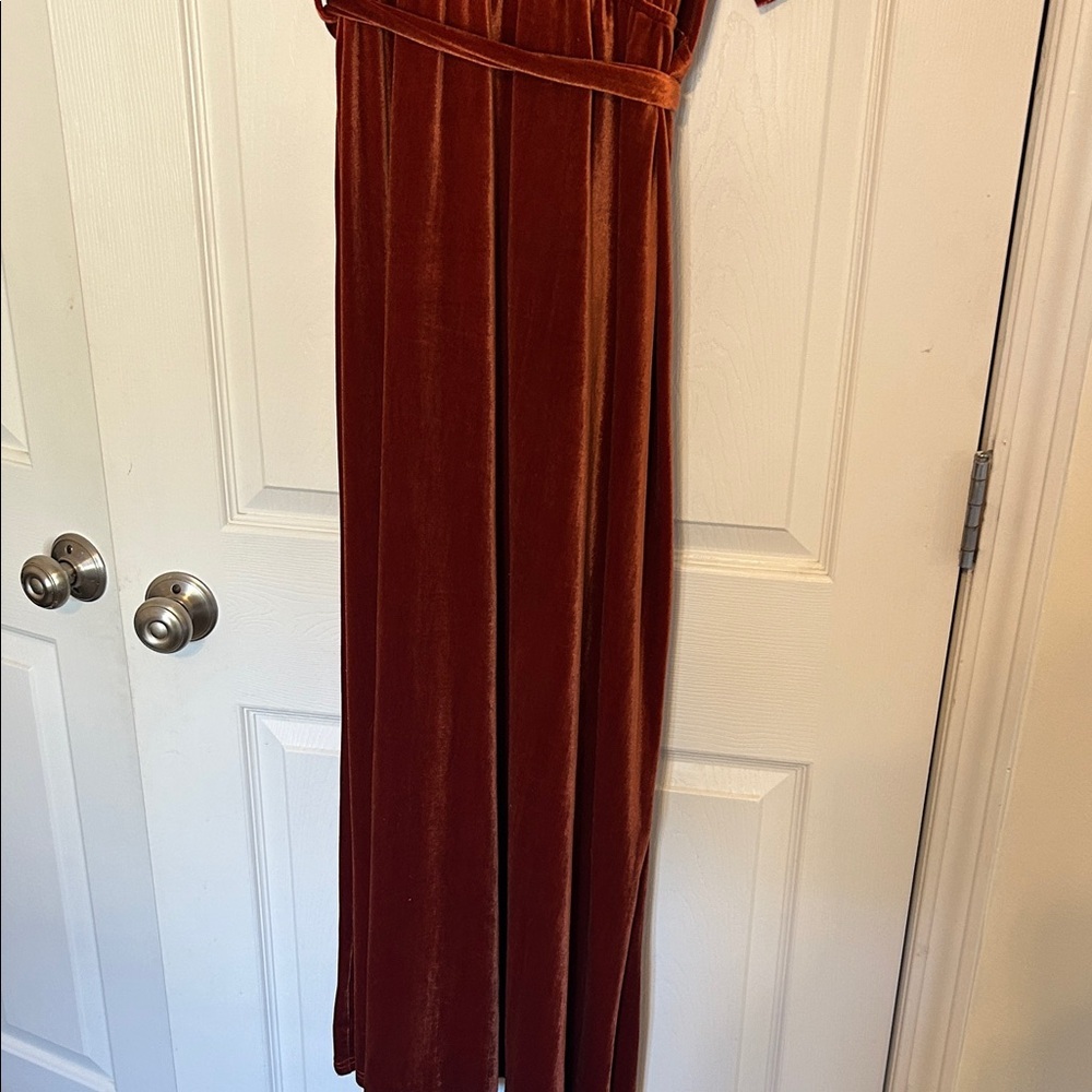 Baltic Born Meghan Velvet Wrap Maxi Dress in Rust - Picture 7 of 7